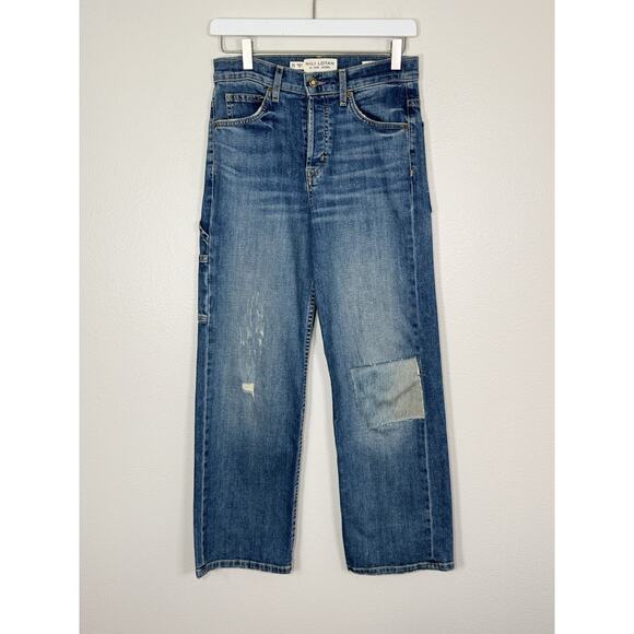 Nili Lotan Violette Jeans Wide Straight Leg Patchwork Casual, 25 - Modified - Picture 3 of 14